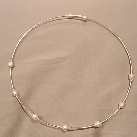 Girl Smiles Jewelry - Pearl sterling silver choker necklace